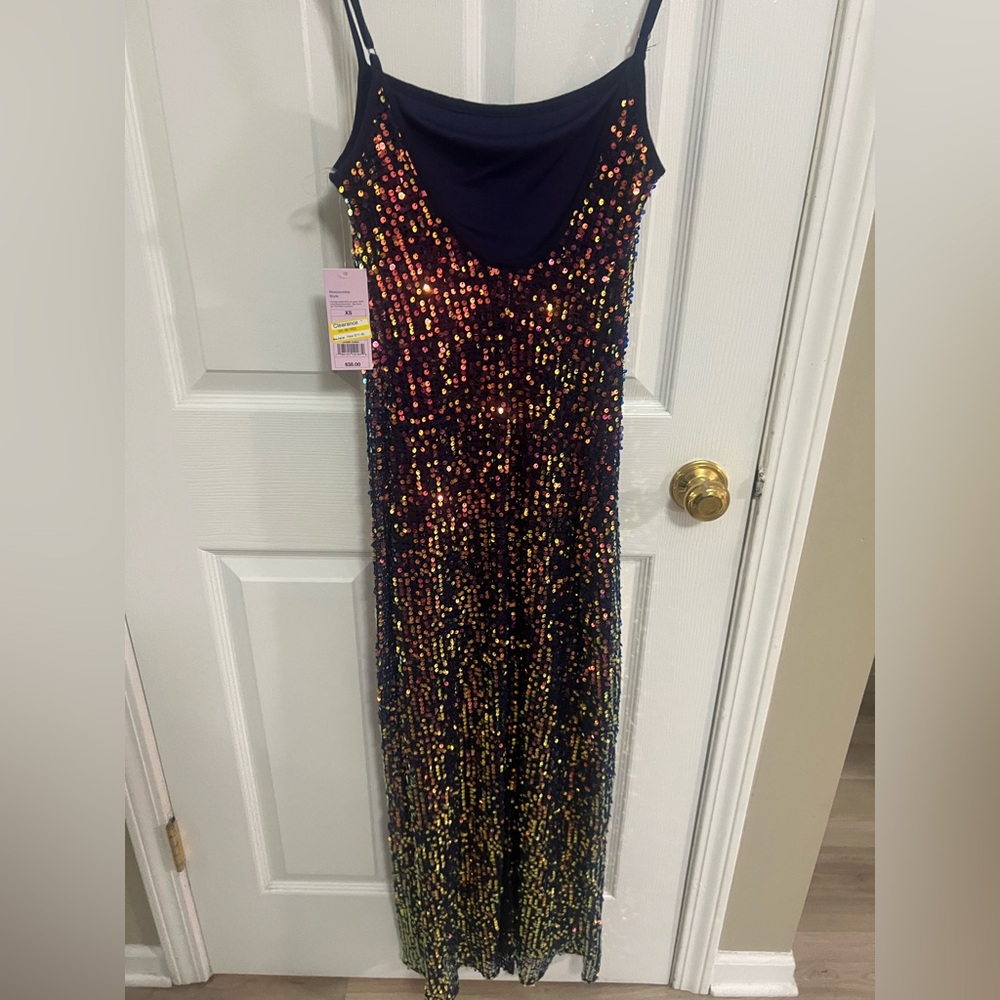 4) 🔵 Women's Open Work Sequin Midi Dress - Wild Fable™ Navy Blue XS NWT - Picture 7 of 7